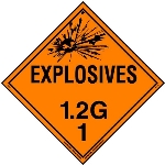 Explosive Class 1.2 G Placard, Tagboard