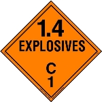 Explosive Class 1.4 C Placard, Tagboard