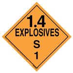Explosives 1.4 S Placard, Tagboard