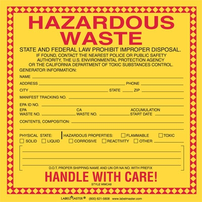waste label labels california paper labelmaster hazardous drum