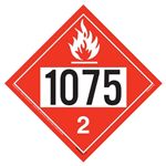 UN 1075 Flammable Gas Placard, Tagboard
