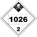 UN 1026 Hazmat Placard, Class 2.3, Tagboard