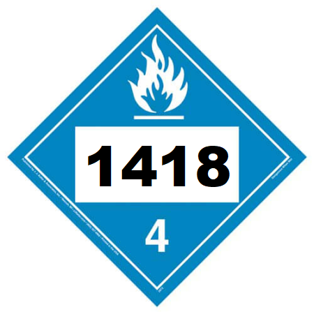 UN 1418 Hazmat Placard, Class 4.3, Tagboard