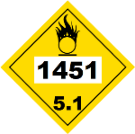 UN 1451 Hazmat Placard, Class 5.1, Tagboard
