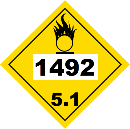 UN 1492 Hazmat Placard, Class 5.1, Tagboard