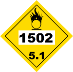 UN 1502 Hazmat Placard, Class 5.1, Tagboard