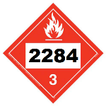 UN 2284 Hazmat Placard, Class 3, Tagboard
