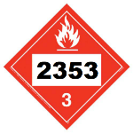 UN 2353 Hazmat Placard, Class 3, Tagboard