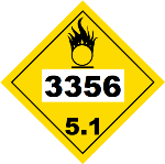 UN 3356 Hazmat Placard, Class 5.1, Tagboard