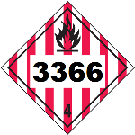 UN 3366 Hazmat Placard, Class 4, Tagboard