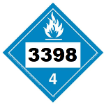 UN 3398 Hazmat Placard, Class 4.3, Tagboard