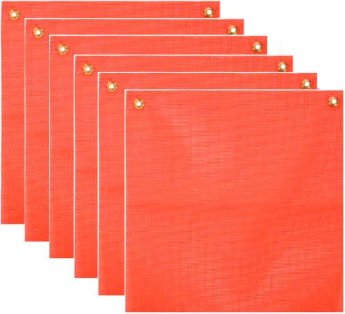 18" x 18" Vinyl Fluorescent Blaze Orange Safety Flag 6 Pack