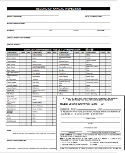 Annual Vehicle Inspection Form And Label Tonishamallegni