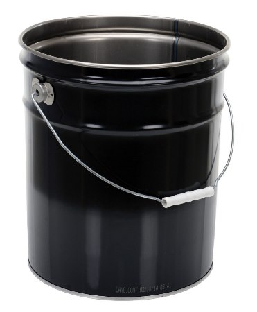 Black Open Head Steel Pail, 5 Gallon, 2pk